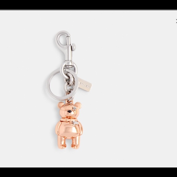 NWT Coach 3D RoseGold Teddy Bear Key Ring Charm - Picture 14 of 14